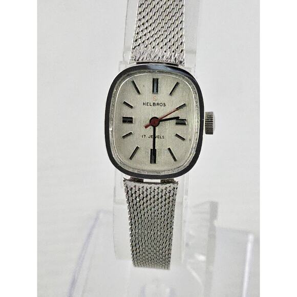 Ladies Helbros Vintage 17 Jewels Manual Wind Mesh Battery Runs Well Nice main image 6